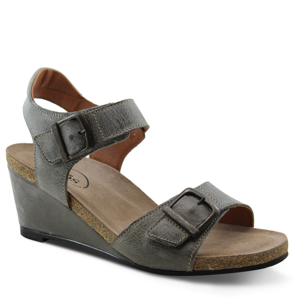 Taos Footwear Buckle Up Women's Wedge Heel Sandal Graphite