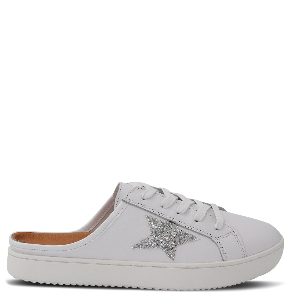 Alfie & Evie Vango Women's Mule Sneaker White Silver