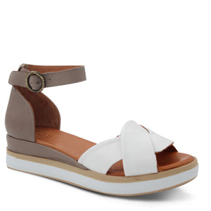 EOS Footwear Ista Women's Wedge Sandal Taupe/White