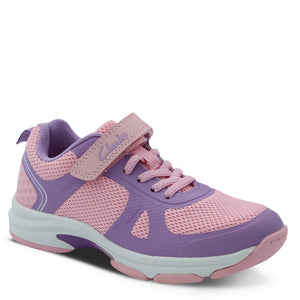 Clarks Active Velcro Kids Runners Pink/Lilac