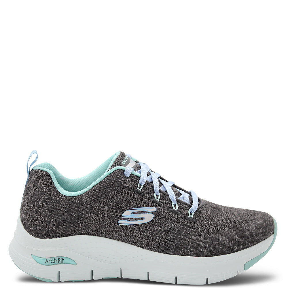 Skechers Arch Fit Comfy Wave Women's Sneakers Charcoal Turquoise