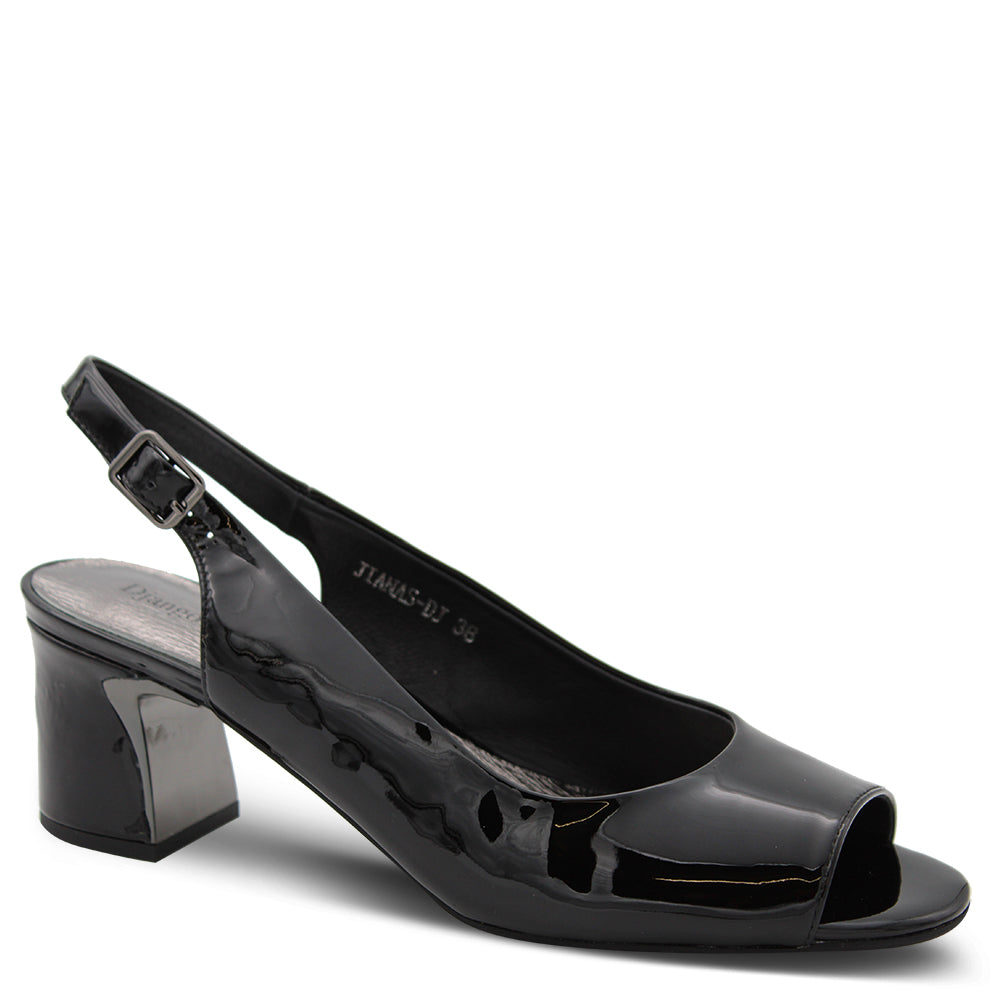 Django & Juliette Jianas Womens Heel Sandals Black Patent