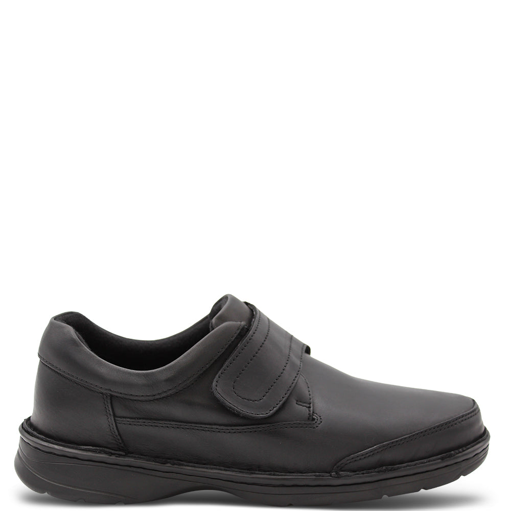 Slatters Axease Mens Velcro Slip On Black