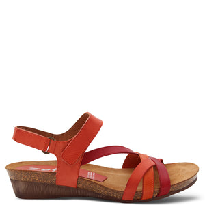 Zeta Ocean Women's Flat Sandals Red & Coral