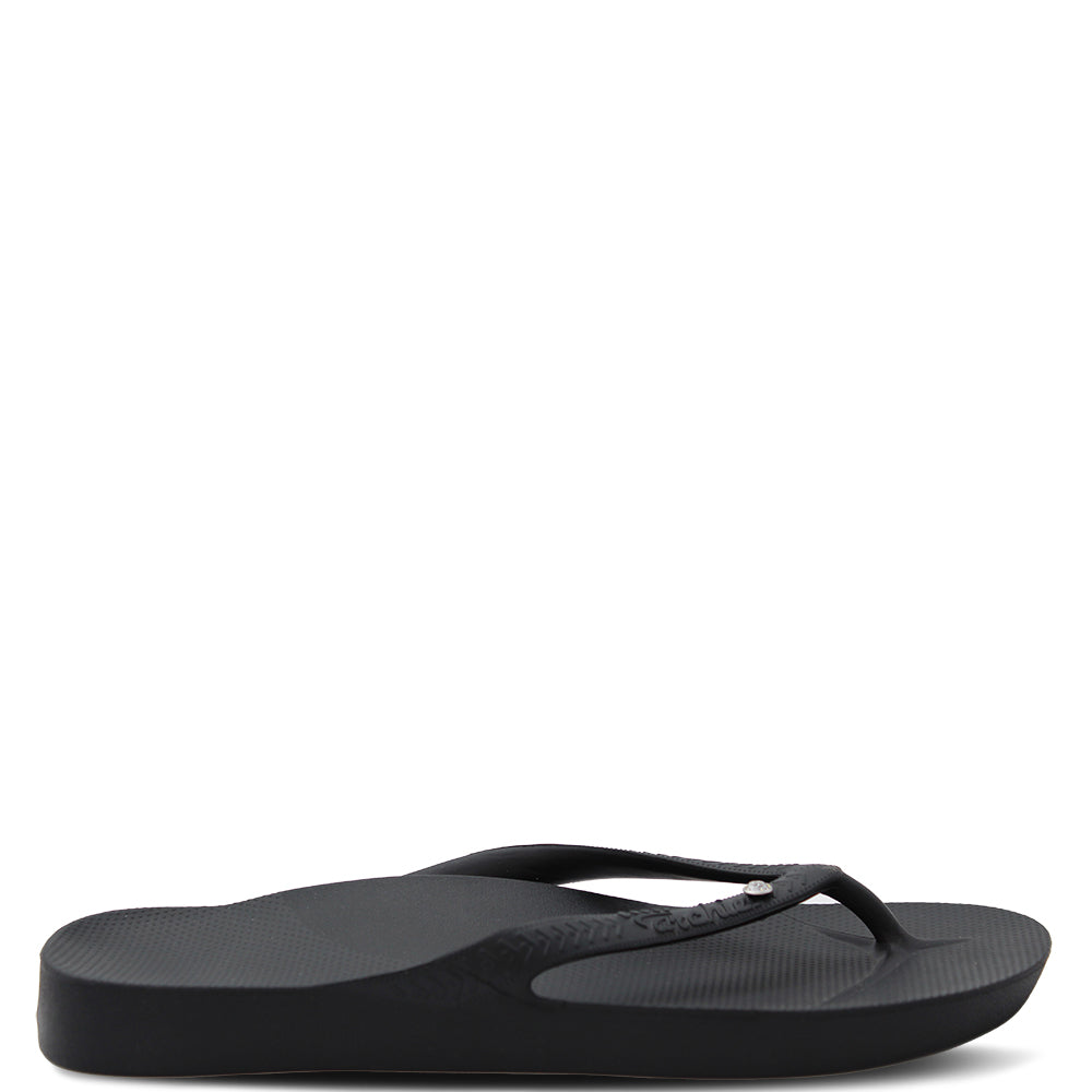 Archies Arch Support Thongs with Crystal Embellishment Black