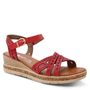 Remonte D3055 Womens wedge sandals red