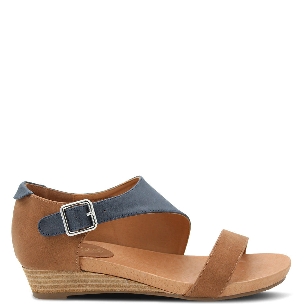 Step On Air Cosi Womens low wedge sandals Tan Navy