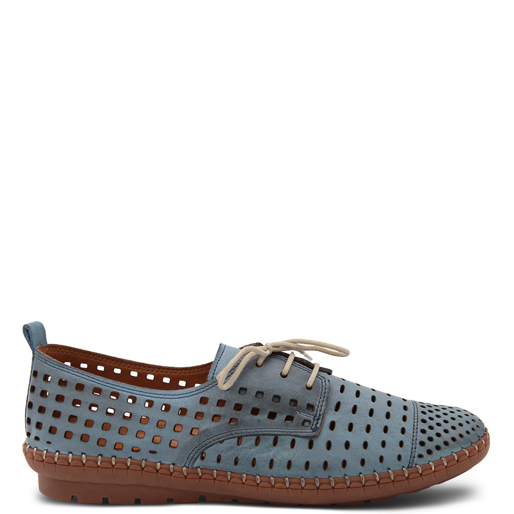 Cabello Kroon Women's Flat Lace Up Shoes Denim Blue