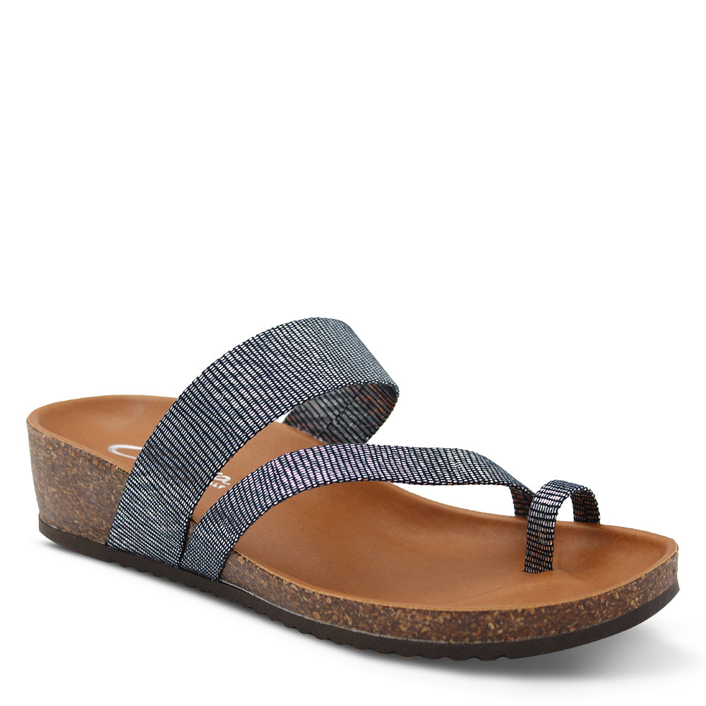 Cortessa Desana Women's Flat Thong Sandals Navy Metallic