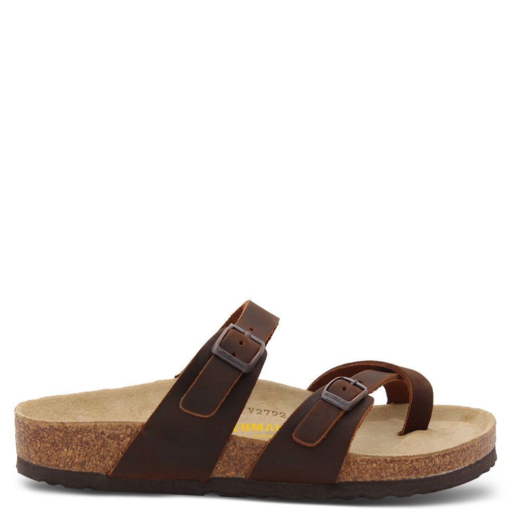 Neckermann N2729 Leather Flat Thongs Brown