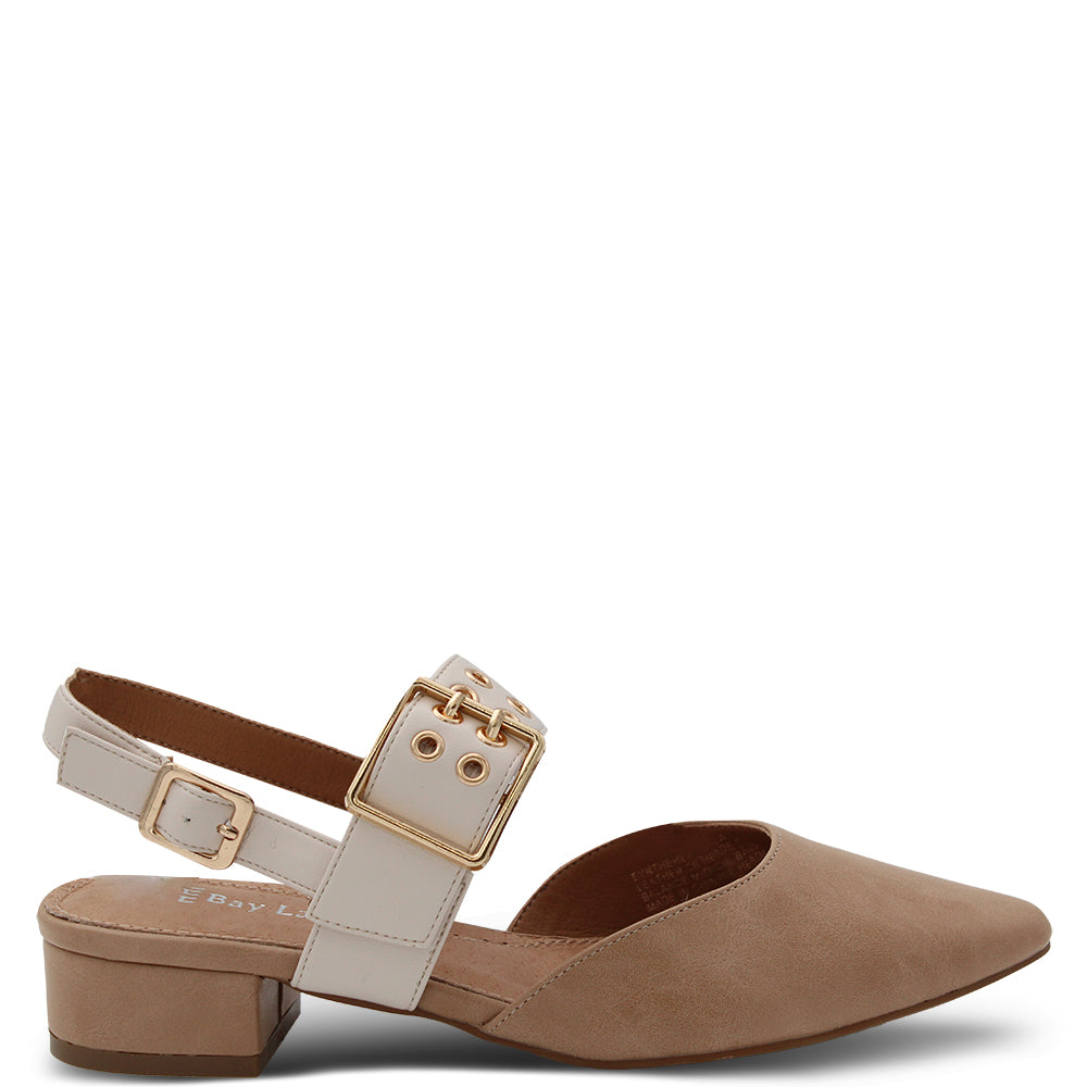 Bay Lane Jumble Womens Low Heel Latte White