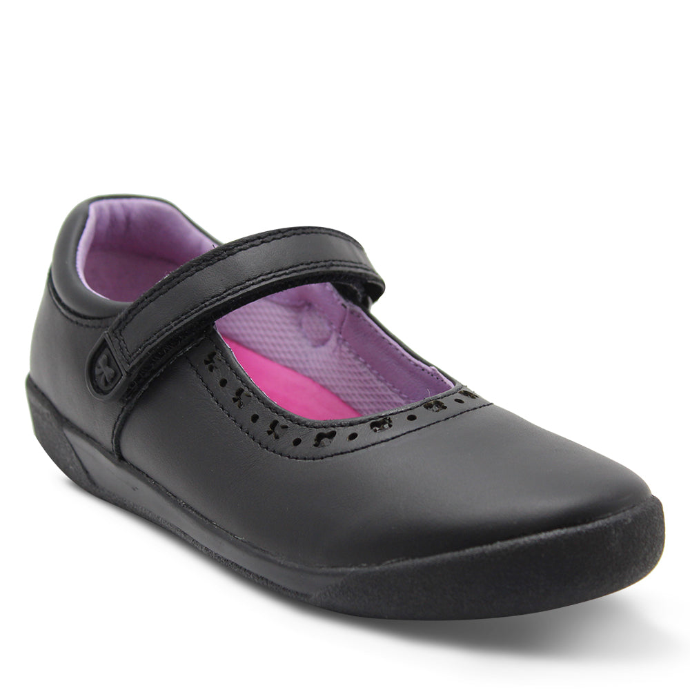 Clarks Bow Girls Velcro Black School Shoe