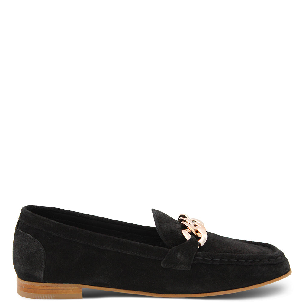 Bueno Mardi Women's Flat Moccasin style  Shoes Black