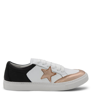 Bueno Selby Women's Leather Sneakers White Black Gold