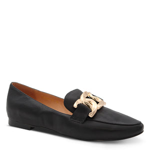 Top End Soroco Women's Flat Loafer Smooth Black Leather