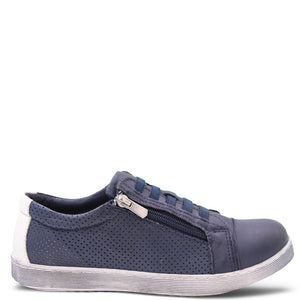 Rilassare Taren women's perforated leather sneakers navy silver