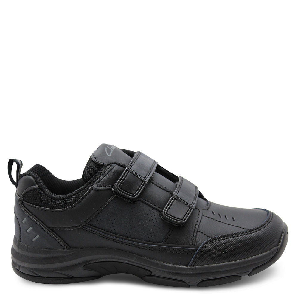 Clarks Advance  black Velcro school shoe