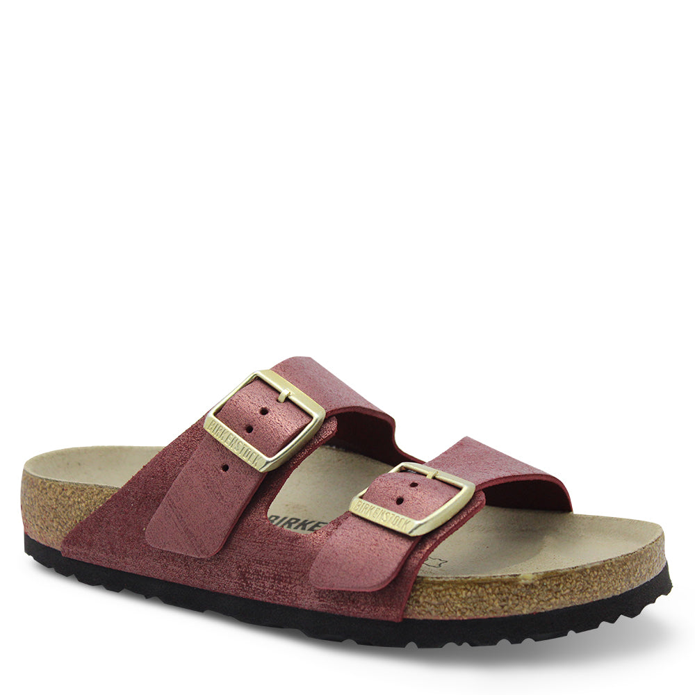 Birkenstock Arizona Washed suede Metallic Port Sandal