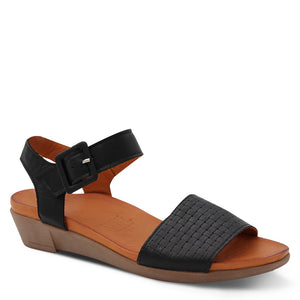 Bueno August womens flat sandal black
