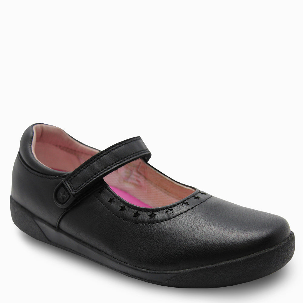 Clarks Bloom Black velcro school shoe