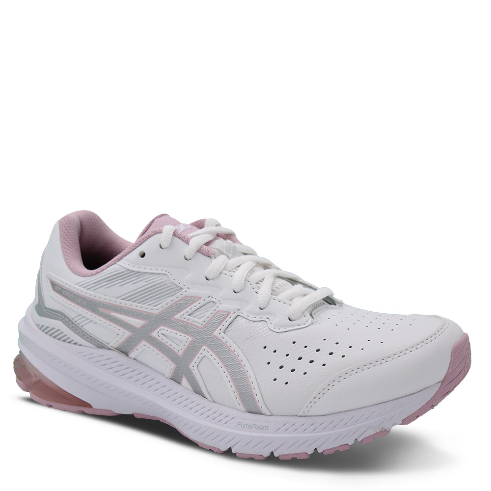 Asics GT1000 LE Leather Women's Walking shoe White / Silver Wide fitting