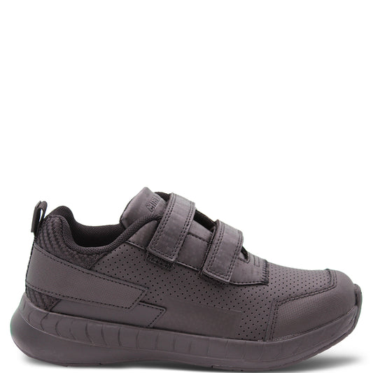 Clarks Hero Velcro School Shoes Black Leather