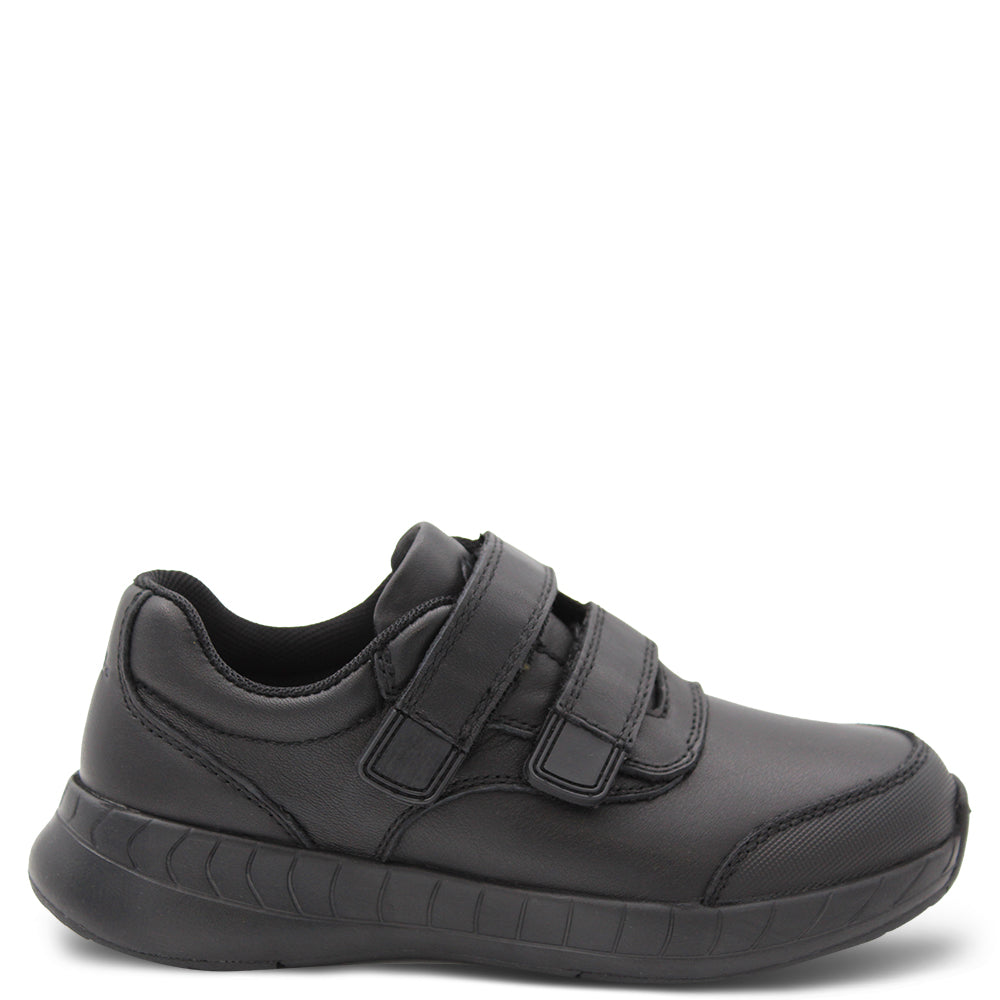 Clarks Hurry Black School Shoes with Velcro