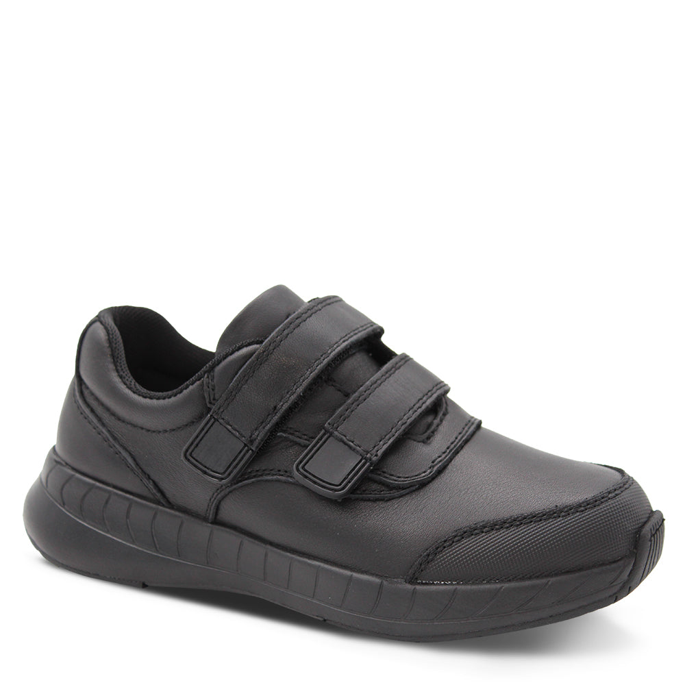 Clarks Hurry Black School Shoes with Velcro