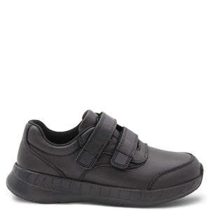 Clarks Hurry Black School Shoes with Velcro