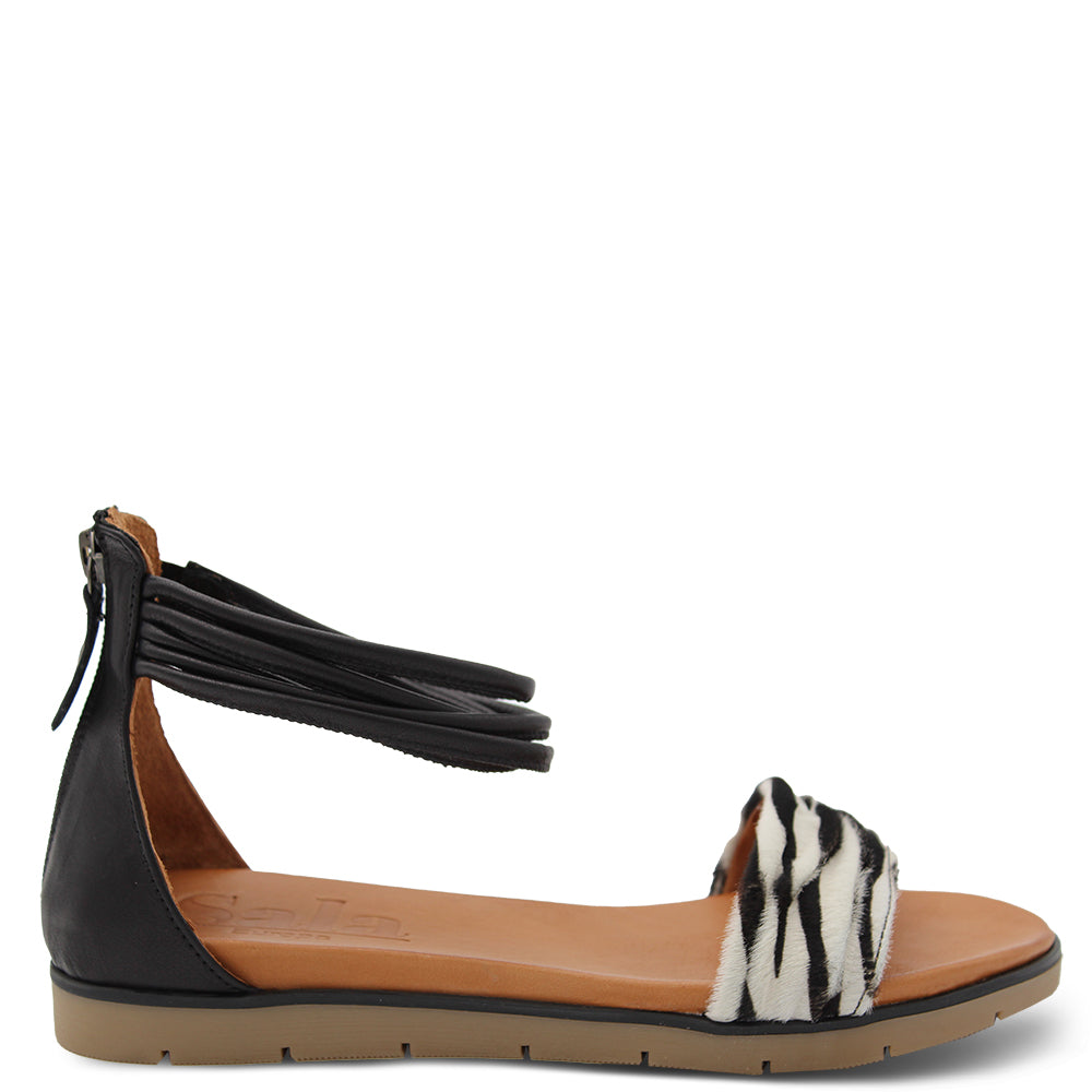 Sala Lucille women's flat sandals Black Zebra